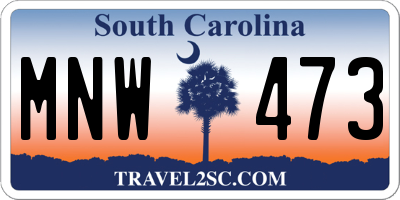 SC license plate MNW473