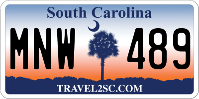 SC license plate MNW489