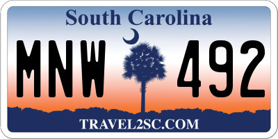 SC license plate MNW492