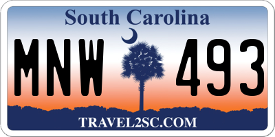 SC license plate MNW493