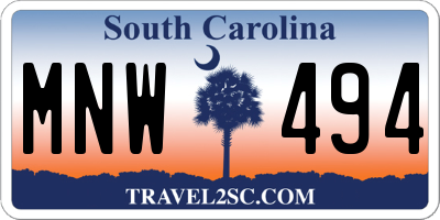 SC license plate MNW494
