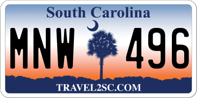 SC license plate MNW496