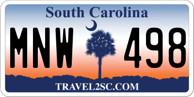 SC license plate MNW498