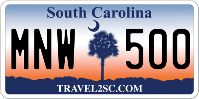 SC license plate MNW500
