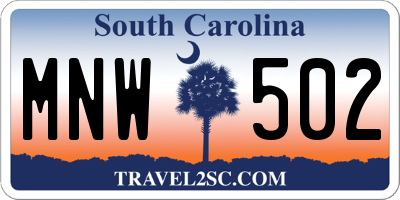SC license plate MNW502
