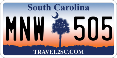 SC license plate MNW505