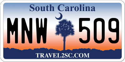 SC license plate MNW509