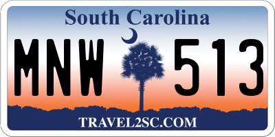 SC license plate MNW513