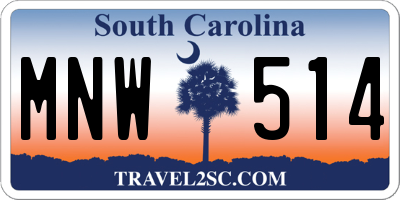SC license plate MNW514