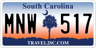 SC license plate MNW517