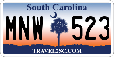 SC license plate MNW523