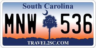 SC license plate MNW536