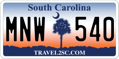SC license plate MNW540