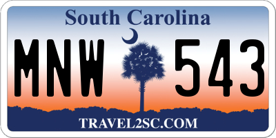 SC license plate MNW543