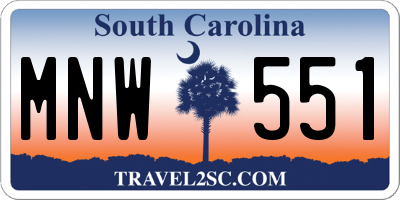 SC license plate MNW551