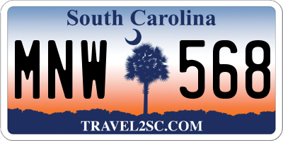 SC license plate MNW568