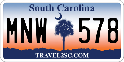 SC license plate MNW578