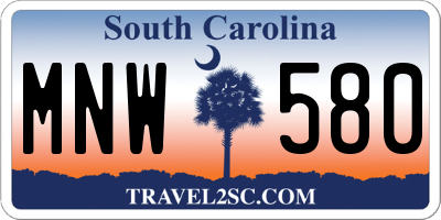 SC license plate MNW580