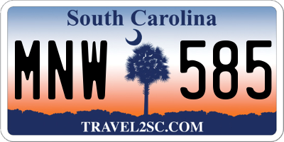 SC license plate MNW585