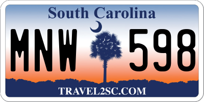 SC license plate MNW598