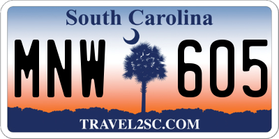 SC license plate MNW605