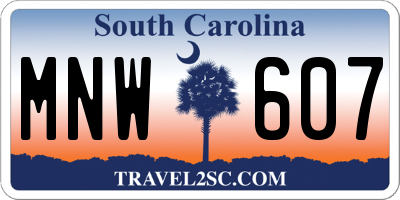 SC license plate MNW607
