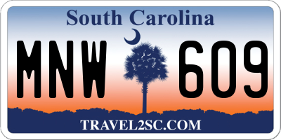 SC license plate MNW609