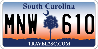SC license plate MNW610
