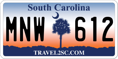 SC license plate MNW612