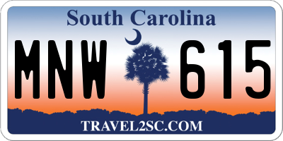 SC license plate MNW615