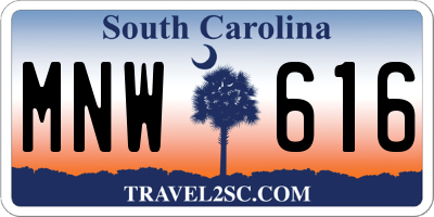 SC license plate MNW616
