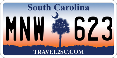 SC license plate MNW623