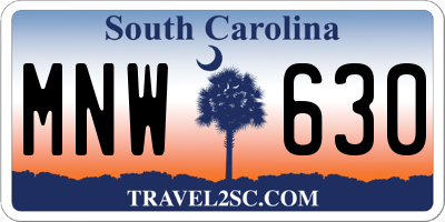 SC license plate MNW630