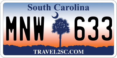 SC license plate MNW633