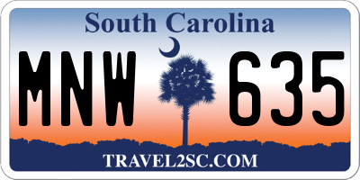 SC license plate MNW635