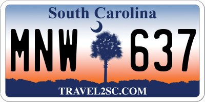 SC license plate MNW637