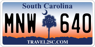 SC license plate MNW640