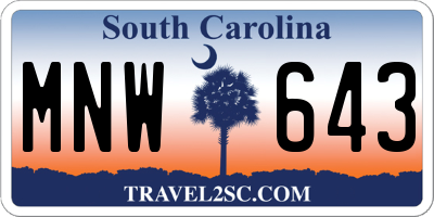 SC license plate MNW643