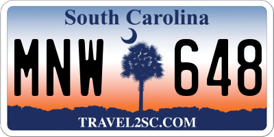 SC license plate MNW648