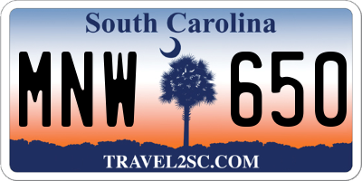 SC license plate MNW650