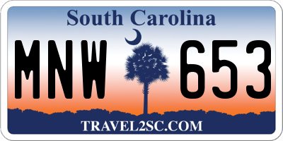 SC license plate MNW653