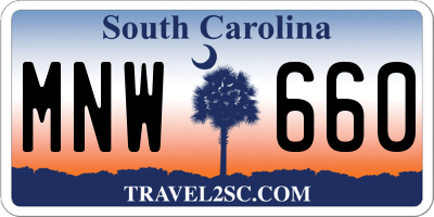 SC license plate MNW660