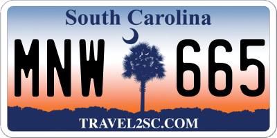 SC license plate MNW665
