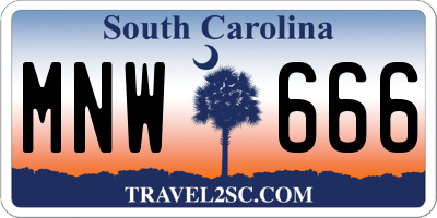 SC license plate MNW666