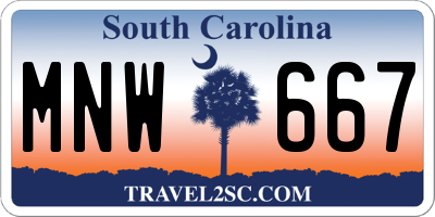 SC license plate MNW667