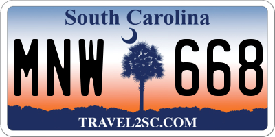 SC license plate MNW668