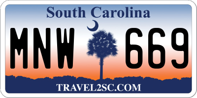 SC license plate MNW669