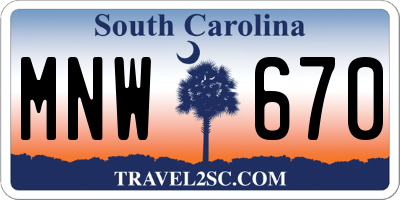 SC license plate MNW670