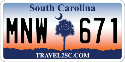 SC license plate MNW671