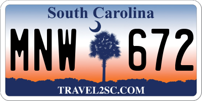 SC license plate MNW672